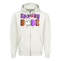 Oatmeal Heather spooky babe Zipper Hoodie - Artiststas