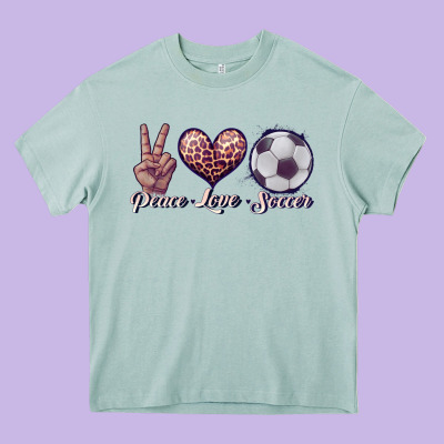 Peace Love Soccer Heavy Core Tee Designed By Jahusdesignshop