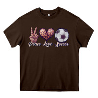 Chocolate Brown peace love soccer Heavy Core Tee - JahusDesignShop