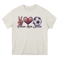 Cream peace love soccer Heavy Core Tee - JahusDesignShop