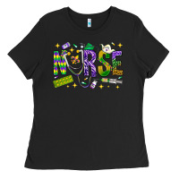 Black Mardi Gras Nurse Ladies Tee - NancyCooperArtShop