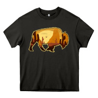Asphalt Desert Landscape Bison Silhouette Heavy Core Tee - Bettercallsaul