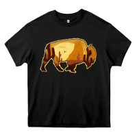 Black Desert Landscape Bison Silhouette Heavy Core Tee - Bettercallsaul