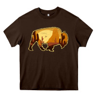 Chocolate Brown Desert Landscape Bison Silhouette Heavy Core Tee - Bettercallsaul