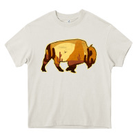 Cream Desert Landscape Bison Silhouette Heavy Core Tee - Bettercallsaul