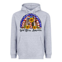 Heather Grey god bless america  rainbow Heavyweight Hoodie - BarkalooDesign