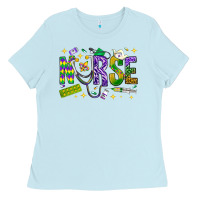 Baby Blue Mardi Gras Nurse Ladies Tee - NancyCooperArtShop