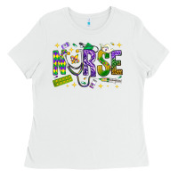 White Mardi Gras Nurse Ladies Tee - NancyCooperArtShop