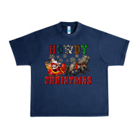 Navy howdy christmas with santa riding his sleighs Urban Heavy Tee - CowGirlArtShop