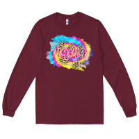 Burgundy Mama Tie dye Leopard Long Sleeve Tee - CowCowDesign