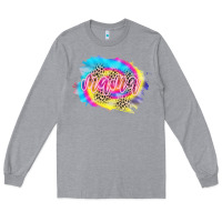 Heather Grey Mama Tie dye Leopard Long Sleeve Tee - CowCowDesign