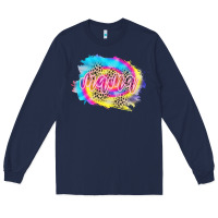 Navy Mama Tie dye Leopard Long Sleeve Tee - CowCowDesign