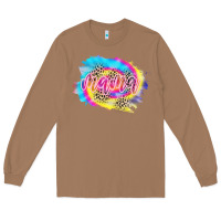 Toasted Coconut Mama Tie dye Leopard Long Sleeve Tee - CowCowDesign
