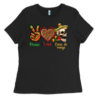 Black Peace Love Cinco De Mayo Ladies Tee - texasbilliewilder