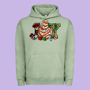 Joy With Christmas Tree Cake Ado Urban Hoodie Designed By Adodesignshop