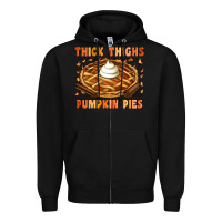 Black Thick Thighs Pumpkin Pies Zipper Hoodie - Artiststas