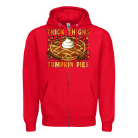 Red Thick Thighs Pumpkin Pies Zipper Hoodie - Artiststas