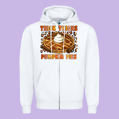 Thick Thighs Pumpkin Pies Zipper Hoodie Designed By Artiststas