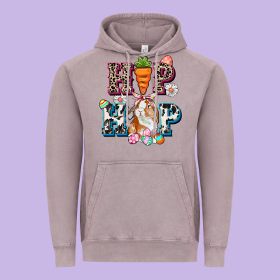 Western Hip Hop Bunny Easter Day Vintage Hoodie Designed By Cowgirlartshop