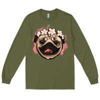 Army Green pug floral Long Sleeve Tee - Jasminsmagicworld