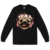 Black pug floral Long Sleeve Tee - Jasminsmagicworld