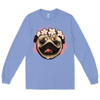 Colony Blue pug floral Long Sleeve Tee - Jasminsmagicworld