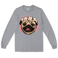 Heather Grey pug floral Long Sleeve Tee - Jasminsmagicworld