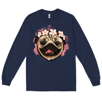 Navy pug floral Long Sleeve Tee - Jasminsmagicworld
