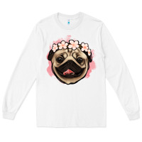 White pug floral Long Sleeve Tee - Jasminsmagicworld