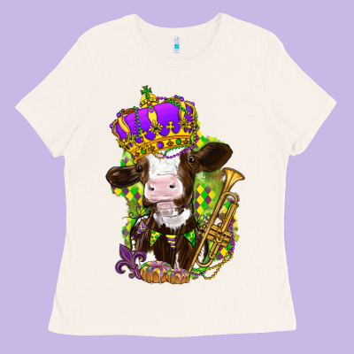 Mardi Gras Cow Ladies Tee Designed By Nancycooperartshop
