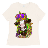 Bone Mardi Gras cow Ladies Tee - NancyCooperArtShop
