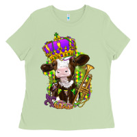 Matcha Mardi Gras cow Ladies Tee - NancyCooperArtShop