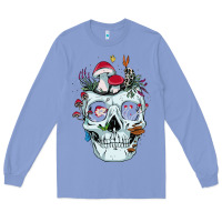Colony Blue halloween skull collector mushrooms flowers and butterflies sweatshirt Long Sleeve Tee - trangStudio