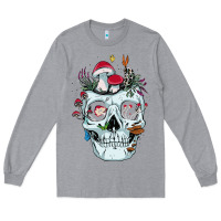 Heather Grey halloween skull collector mushrooms flowers and butterflies sweatshirt Long Sleeve Tee - trangStudio