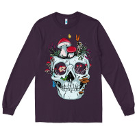 Plum halloween skull collector mushrooms flowers and butterflies sweatshirt Long Sleeve Tee - trangStudio