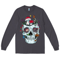 Smoke halloween skull collector mushrooms flowers and butterflies sweatshirt Long Sleeve Tee - trangStudio