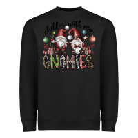 Black Chillin With My Gnomies Heavyweight Sweatshirt - CowhideDigitalArt