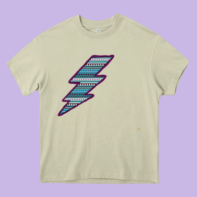 Purple Border Aztec Pattern Lightning Heavy Core Tee Designed By Bettercallsaul