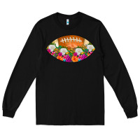 Black American Football Floral Long Sleeve Tee - CowCowDesign
