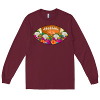 Burgundy American Football Floral Long Sleeve Tee - CowCowDesign