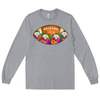Heather Grey American Football Floral Long Sleeve Tee - CowCowDesign
