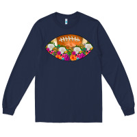 Navy American Football Floral Long Sleeve Tee - CowCowDesign