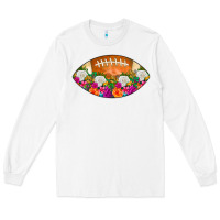 White American Football Floral Long Sleeve Tee - CowCowDesign