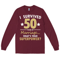 Burgundy 50 years of marriage superpower 50th wedding anniversary Long Sleeve Tee - trangStudio