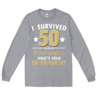 Heather Grey 50 years of marriage superpower 50th wedding anniversary Long Sleeve Tee - trangStudio