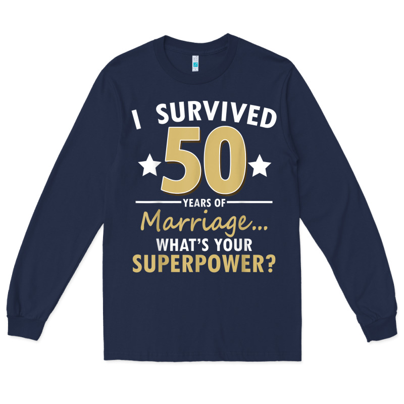 50 Years Of Marriage Superpower 50th Wedding Anniversary Long Sleeve Tee by trangStudio | Teevron