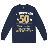 Navy 50 years of marriage superpower 50th wedding anniversary Long Sleeve Tee - trangStudio