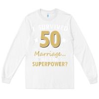 White 50 years of marriage superpower 50th wedding anniversary Long Sleeve Tee - trangStudio