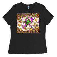 Black Mardi Gras with crab Ladies Tee - NancyCooperArtShop