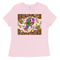 Bubblegum Pink Mardi Gras with crab Ladies Tee - NancyCooperArtShop